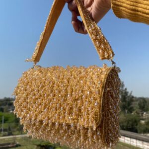 Golden Flap Party Wear Purse