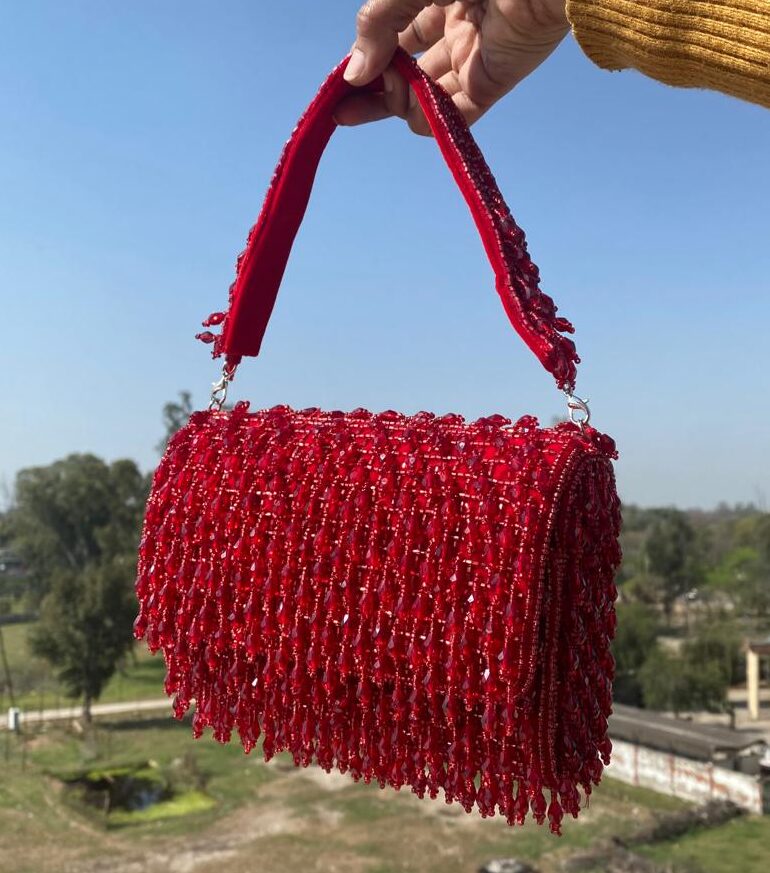 Noor Beaded Flap Clutch Bag