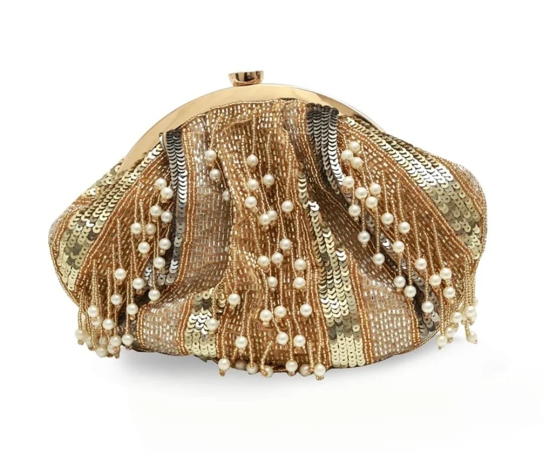 Aabroo Gold Pearl Batua Bag - Image 4