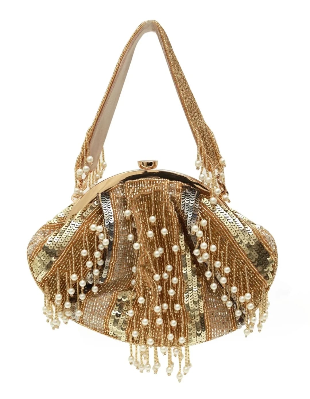 Aabroo Gold Pearl Batua Bag