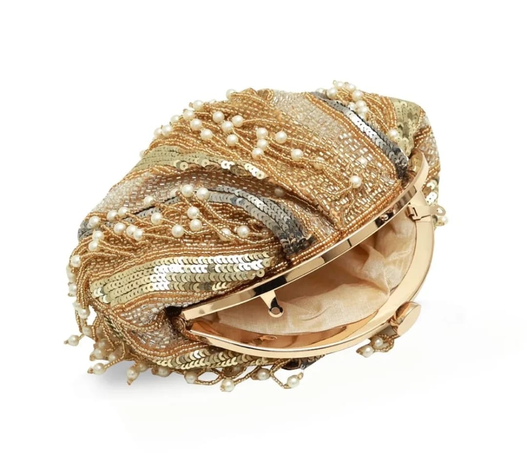 Aabroo Gold Pearl Batua Bag - Image 2