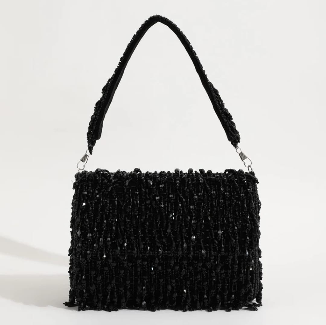 Noor Beaded Flap Clutch Bag