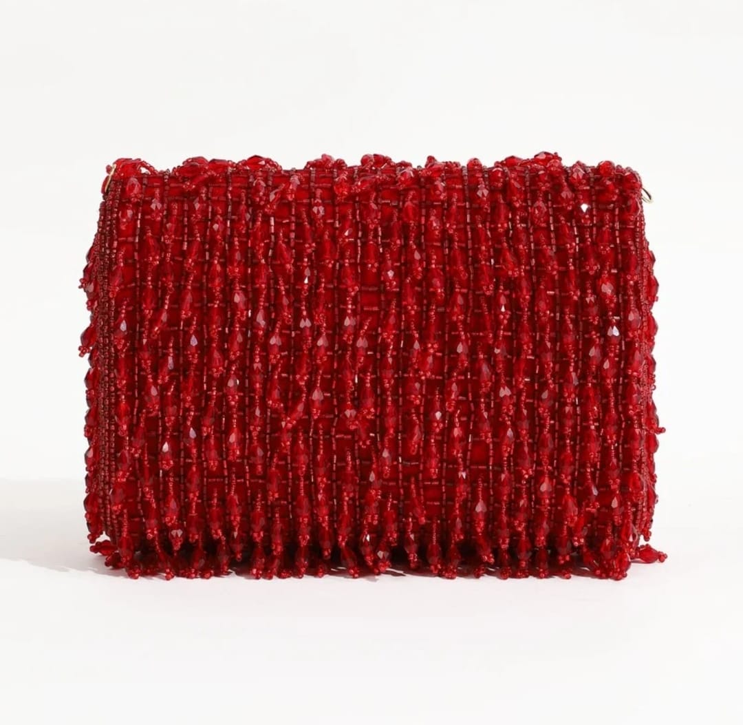 Noor Beaded Flap Clutch Bag - Image 3
